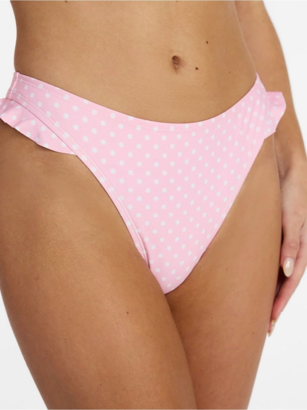 Polka dot ruffle bikini bottom